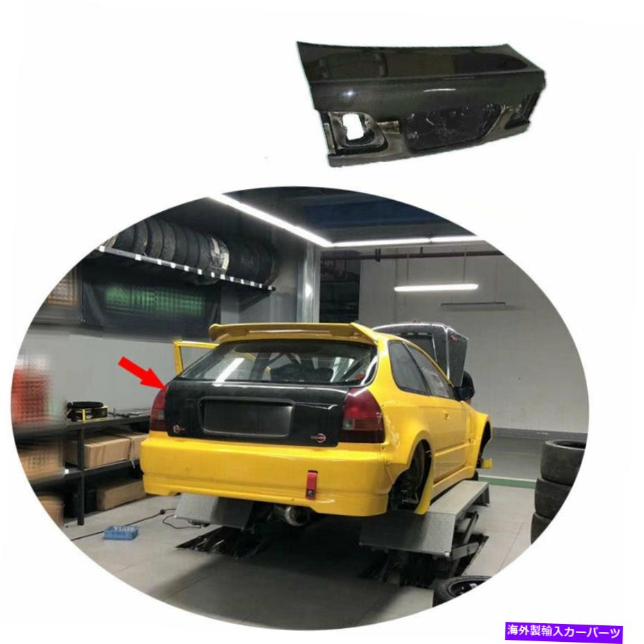 Cover Rear Trunk ホンダシビックEK9のための1996年から2000年の車のテールドア、トランクリッドカバーインテリアカーボンファイバー For Honda Civic EK9 1996-2000 Car Tail Door Trunk Lid Cover Decor Carbon Fiber