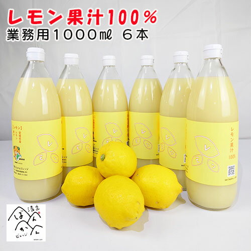 愛媛産レモン果汁ストレート 100％（1000ml×6本 ）国産 愛媛県愛南町産レモン 業務用セール【送料無料※北海道・沖縄は除く】