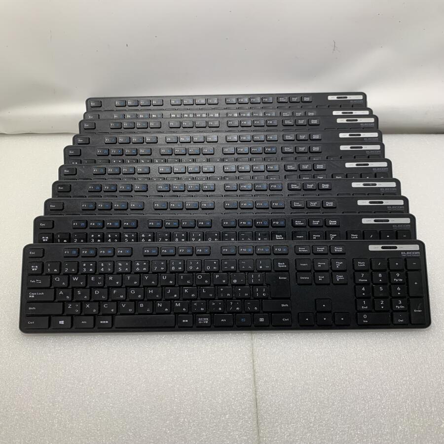 【中古】エレコム 抗菌 無線薄型　日本語無線フルキーボード ブラック TK-FDM110　動作品 10台セット