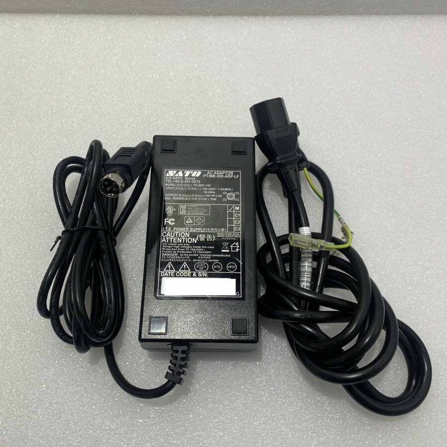 【中古】SATO ACアダプター 19V 2.6A TG-5001-19V