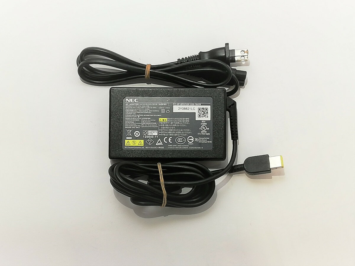 【中古】純正品NEC AC ADAPTER ADP001 PA-1650-37N 20V~3.25A 角型コネクタ約4.5mmx11mm 1