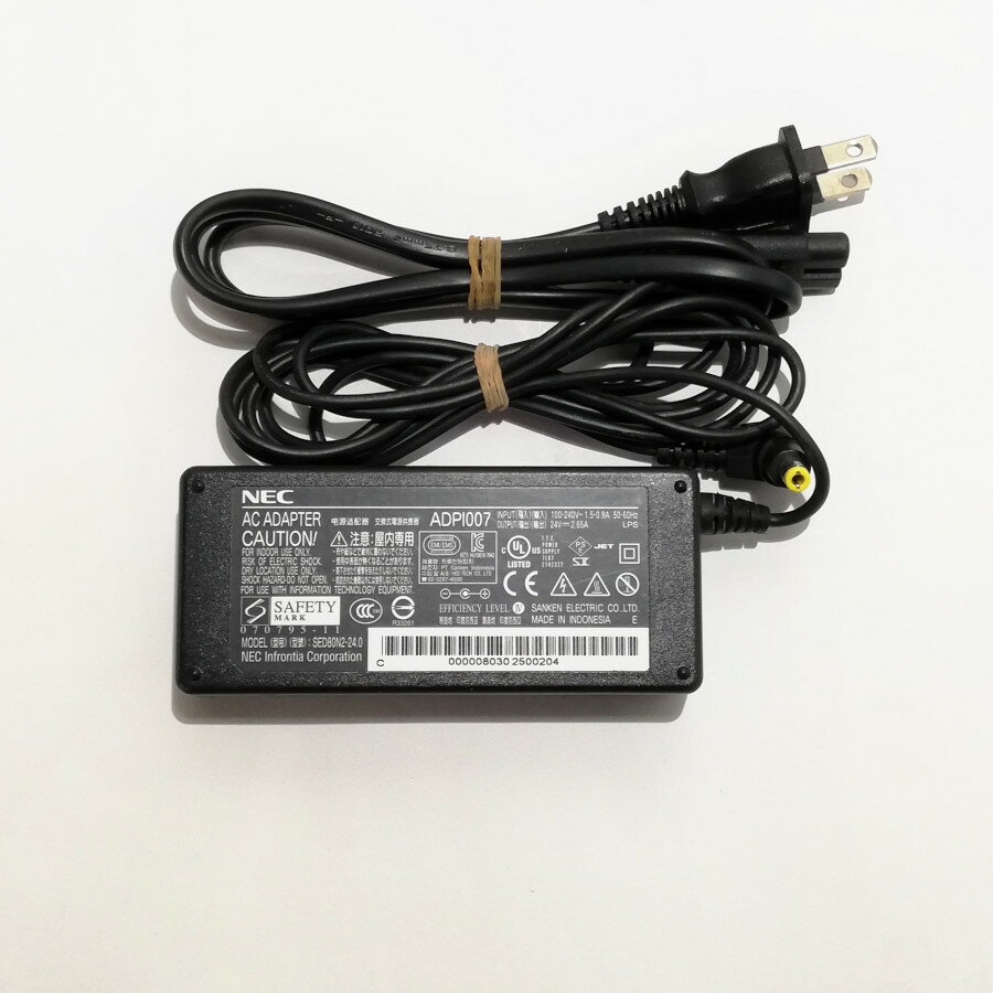 純正品 NEC AC ADAPTER ADPI007 24V~2.65A コネクタ約5.5mmx2.5mm 動作保証L'espritレスプリ T408v-exCUT SATO 3A-607DA24 互換対応可