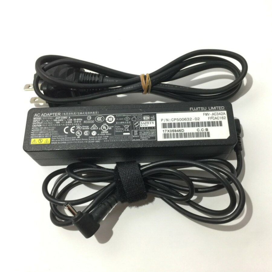 【中古】純正富士通 FUJITSU ACアダプタ FMV-AC342A 19V~3.42A Arrows Tab Q738/SB対応 動作保証 外径約3.5mm内径約1.3mm