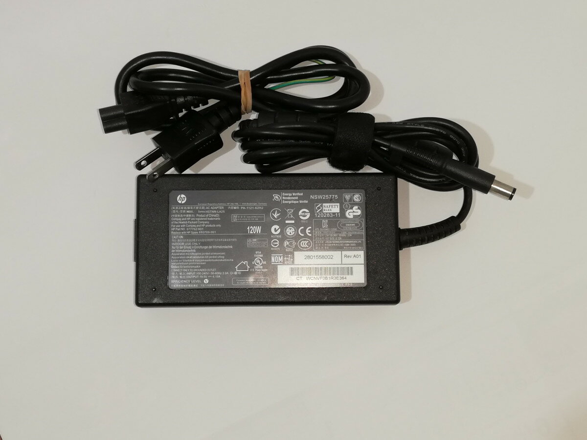 【中古】純正HP AC ADAPTER 19.5V~6.15A HSTNN-LA25 コネクタ外径約7.4mm、内径約5.0mm センターピンあり HPE ProLiant TM200 server　対応可