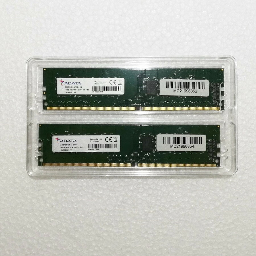 【中古】ADATA デスクトップパソコン用メモリー AO2P24HCST2－枝番それぞれ DDR4 PC4-2400T PC4-19200 16GB 2枚セット 計32GB 288pin 動作品 互換増設メモリ