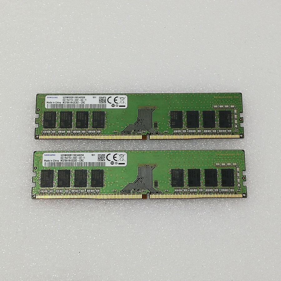 【中古】SAMSUNGデスクトップパソコン用メモリー PC4-2400T PC4-19200 DDR4 8GB×2枚 (計16GB) 動作品 互換増設メモリー