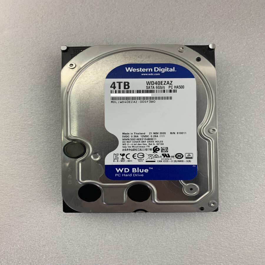 楽天星輝商事　楽天市場店【中古動作品】メーカーWD Western Digital製HDD 3.5インチ SATA デスクトップPC用HDD 4TB 1点 WD40EZAZ-00SF3B0☆表示使用時間 1563時間Crystal Disk Infoにて健康状態「正常」と確認済、フォーマット済☆★初期化済み★