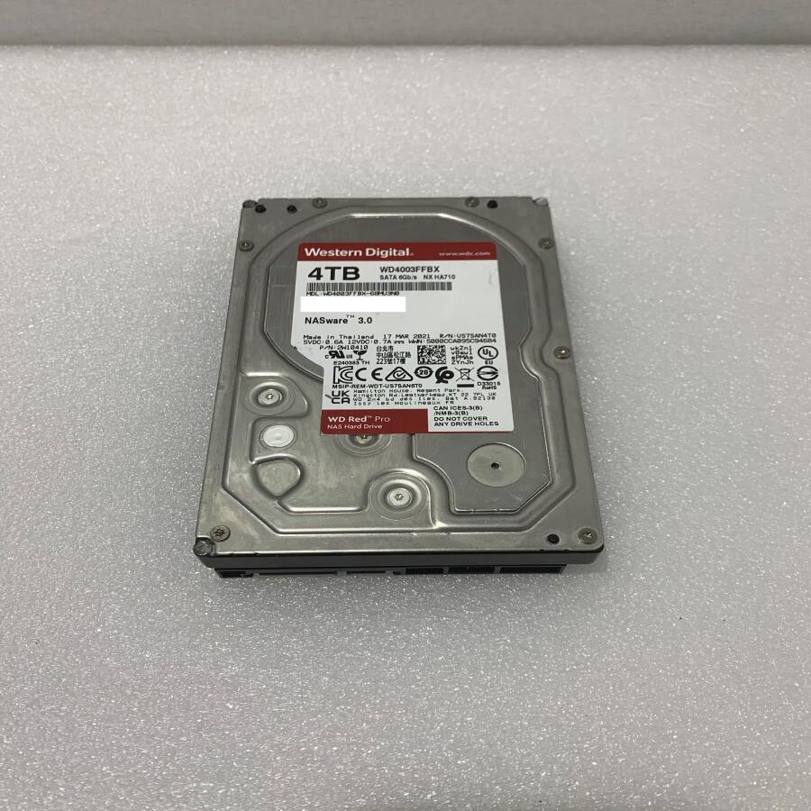 楽天星輝商事　楽天市場店【中古動作品】メーカーWD Western Digital製HDD 3.5インチ SATA デスクトップPC用HDD 4TB 1点 WD4003FFBX-68MU3N0☆Crystal Disk Infoにて健康状態「正常」と確認済、フォーマット済☆★初期化済み★