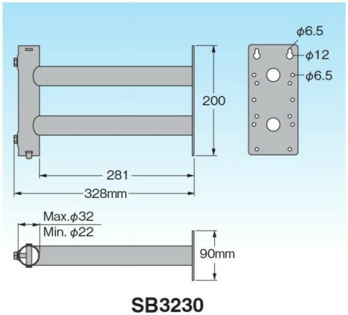 ◆家庭用UHFアンテナ20素子以下用 ◆BS(CS)アンテナ45cm以下用 ◆直径22〜32mm、長さ1.82m以下のマスト用です。 ・適合マスト径　22〜32mm ・摘要　溶融亜鉛メッキ ・重量　約1.5kg 【送料別】