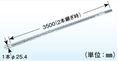DXアンテナ アンテナマスト リブパイプ 3.5m　MZ-350