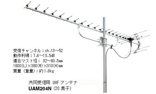 マスプロ 共同受信用 UHFアンテナ 20素子（13〜52ch） UAM204N (UAM-204N)