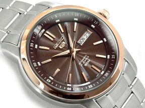 【国内正規品】【逆輸入SEIKO5】セイコー5 セイコーファイブ メンズ 自動巻き 機械式 メカニカル メンズ 腕時計 逆輸入 セイコー 延長保証 男性用 時計 ブラウン SNKM90K1【当店でのサイズ調整不可商品】