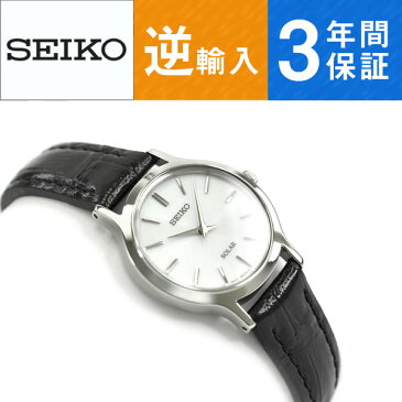 【逆輸入SEIKO】セイコー ソーラー レディース 腕時計 ホワイトダイアル ブラックレザーベルト SUP299P1