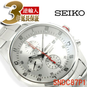 【逆輸入SEIKO】セイコー メンズ 高速クロノグラフ 腕時計 シルバーダイアル ステンレスベルト SNDC87P1