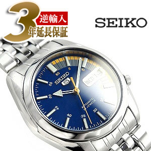 【逆輸入SEIKO5】セイコー5 メンズ 自動巻き腕時計 ブルーダイアル ステンレスベルト SNK371K1