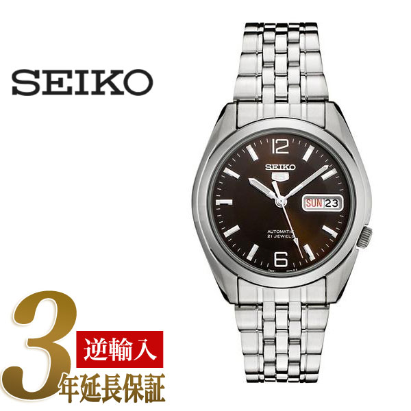 【逆輸入SEIKO5】セイコー5 海外モデル メンズサイズ自動巻き腕時計 ダークブラウンダイアル ステンレスベルト SNK391K1