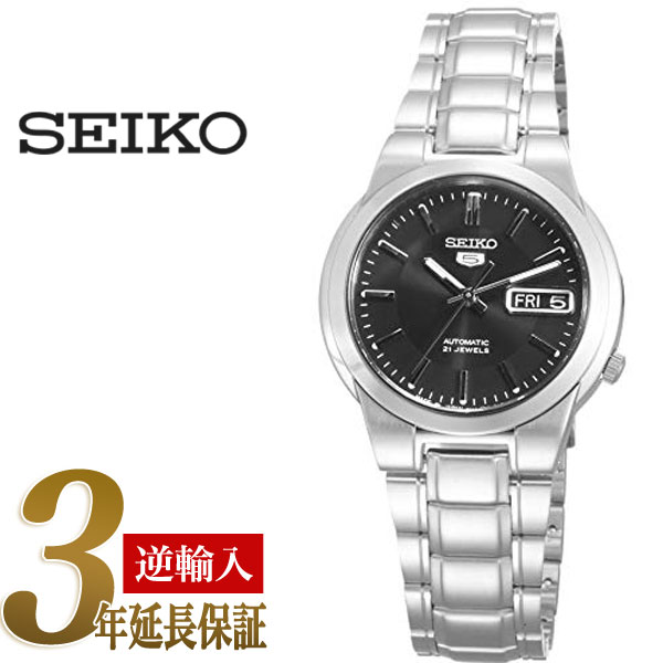 【日本製逆輸入SEIKO5】セイコー5 自動巻き腕時計 バーインデックス ブラックダイアル メタルベ ...