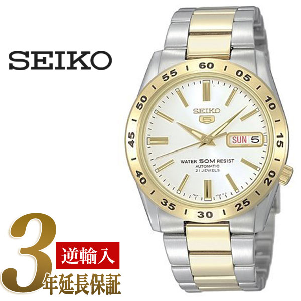 【逆輸入SEIKO5】セイコー5 セイコーファイブ 自動巻き メンズ腕時計 ゴールドコンビネーション ホワイトダイアル SNKE04K1