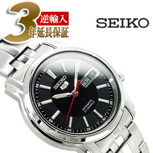 【逆輸入SEIKO5】セイコー5 メンズ自動巻き腕時計 ブラックダイアル ステンレスベルト SNKL83K1