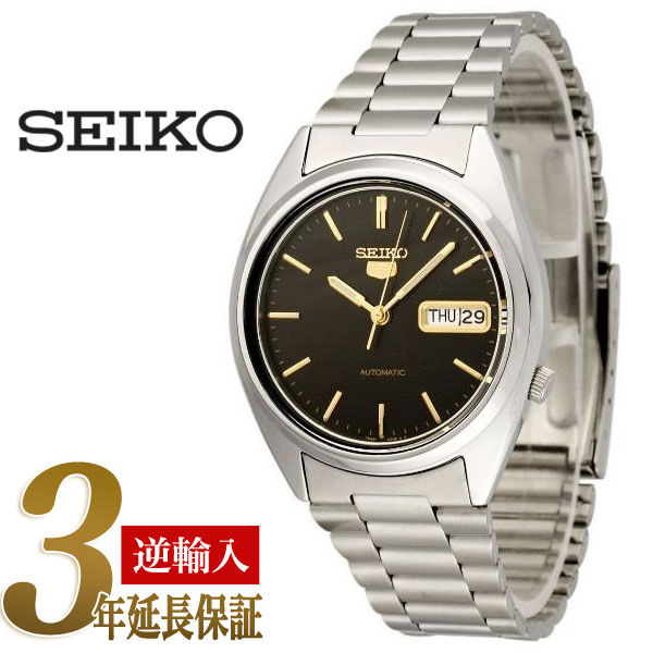 【逆輸入SEIKO5】セイコー5 メンズ自動巻き腕時計 ブラックチェッカードダイアル ステンレスベルト SNXG53K1