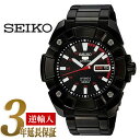 【日本製逆輸入SEIKO5】セイコー5 メンズ自動巻き腕時計 オールブラック ヘキサグラムチェックダ ...