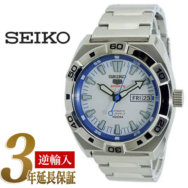 【日本製逆輸入 SEIKO5】セイコー5 スポーツ メンズ 自動巻き式腕時計 ホワイトダイアル ステンレスベルト SRP279J1