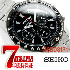 セイコー 腕時計 SEIKO メンズ 逆輸入セイコー SSB031P SSB031P1 クロノグラフ 腕時計 クオーツ 電池式 男性用 100m 防水 海外モデル 正規品 7年保証 男性用 メンズウォッチ メタルベルト ブラック SSB031PC【あす楽】