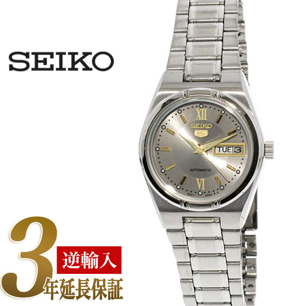 【逆輸入SEIKO5】セイコーファイブ 手巻き付き自動巻き式レディース腕時計 グレーダイアル ステンレスベルト SYM703K