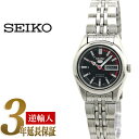 【日本製逆輸入SEIKO5】セイコー5 レディース自動巻き腕時計 ブラック×レッド グレーダイアル  ...