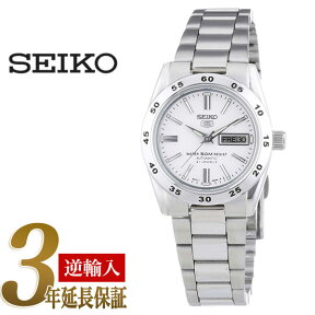 【逆輸入SEIKO5】セイコー5 レディース自動巻き腕時計 ホワイトダイアル シルバーステンレスベルト SYMG35K1