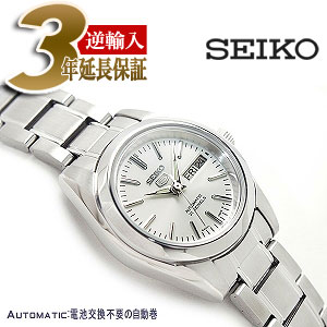 【逆輸入SEIKO 5】セイコー5 自動巻き+手巻き レディース腕時計 シルバーダイアル シルバーステンレスベルト SYMK13K1