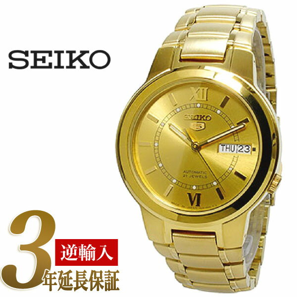 【日本製逆輸入 SEIKO5】セイコー5 メンズ 自動巻き式腕時計　オールゴールド ステンレスベルト ...