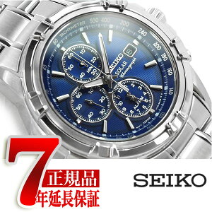 【正規品 逆輸入 SEIKO】セイコー ソーラー センタークロノグラフ アラーム機能搭載 メンズ 腕時計 ブルーダイアル シルバー ステンレスベルト SSC141P1【あす楽】