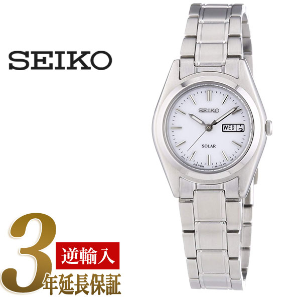 【逆輸入SEIKO】セイコー ソーラー　レディース腕時計 ホワイトダイアル　シルバーステンレスベルト SUT119P1