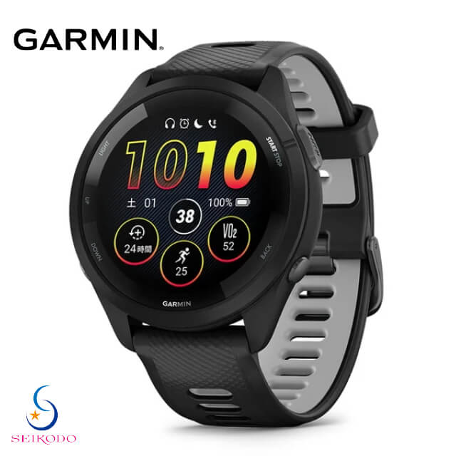 睡眠計 ガーミン GARMIN Forerunner 265 Black フォアランナー265 010-02810-40 GPS ランニングウォッチ スマートウォッチ マラソン トライアスロン トレッドミル 筋トレ 心拍計 加速度計 睡眠計 健康管理 タッチスクリーン AMOLED