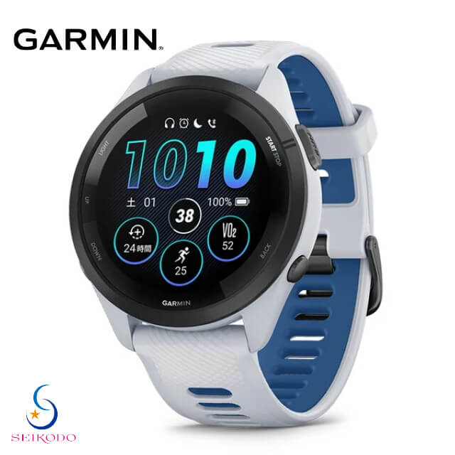 睡眠計 ガーミン GARMIN Forerunner 265 White フォアランナー265 010-02810-41 GPS ランニングウォッチ スマートウォッチ マラソン トライアスロン トレッドミル 筋トレ 心拍計 加速度計 睡眠計 健康管理 タッチスクリーン AMOLED