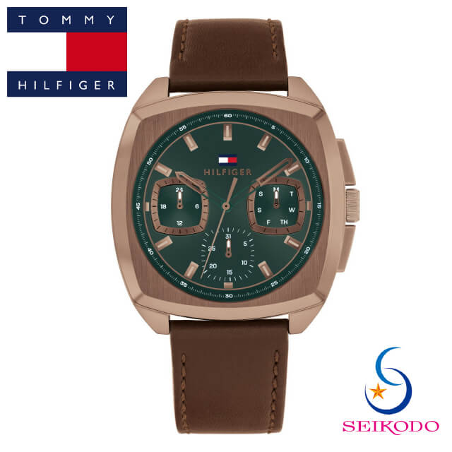 【正規品】TOMMY HILFIGER トミー・ヒルフィガー APOLLO 1710557 腕時計 クオーツ 革ベルト グリーン文字盤 メンズ 腕時計 プレゼント(2)