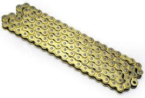 バイクチェーン520-100Lゴールドチェーン■ハードメタルチェーン【バイクチェーン消音タイプ愛車性能をを底上げ。】