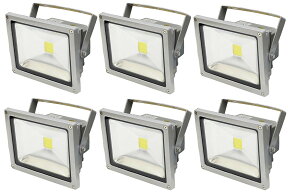 【6個セット】LED 投光器 20W 200W相当 LED投光器 電球色 暖色 3000K 広角120度 防水加工 3mコード付き 【ledライト 投光機 看板灯 集魚灯 作業灯 駐車場灯 ナイター 屋内 屋外 照明 船舶 人気】 送料無料 A42BW