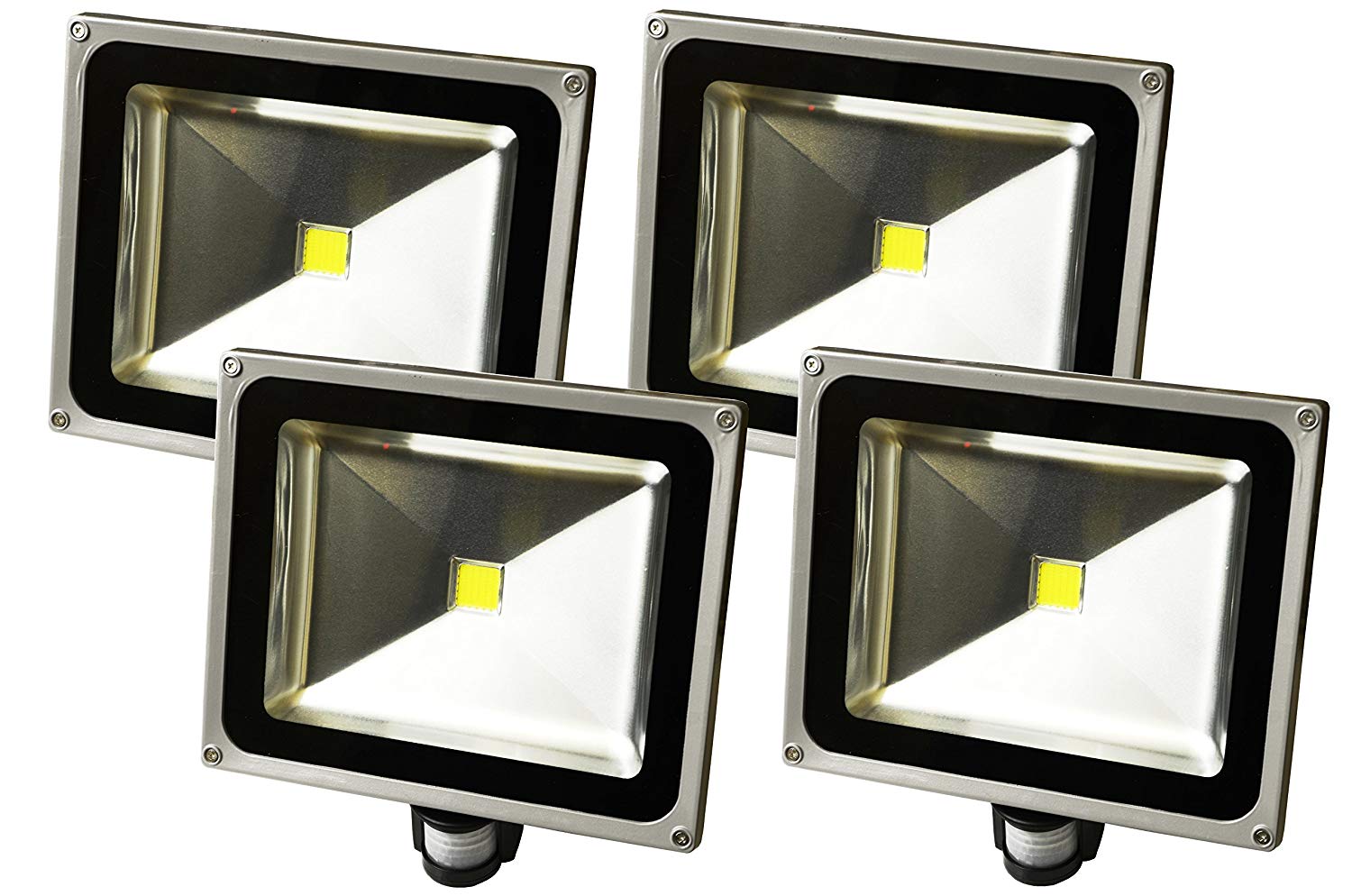 LED投光器 人感センサー付き 50W 【4個セット】 昼光色 6000K 500W相当 広角120° 防水加工 3mコード付き LEDライト クール色 【led 防犯 センサー 投光機 防犯灯 街灯 看板灯 作業灯 駐車場灯 照明 アウトドア 多用途】 送料無料 A42SD