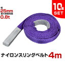 スリングベルト 10本セット 4m 幅25mm 使用荷重800kg 吊りベルト ベルトスリング ナイロンスリング ナイロンスリングベルト 繊維ベルト 荷吊りベル...