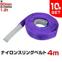 スリングベルト 10本セット 4m 幅50mm 使用荷重1200kg 吊りベルト ベルトスリング ナイロンスリング ナイロンスリングベルト 繊維ベルト 荷吊りベ...