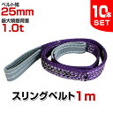 スリングベルト 10本セット 1m 幅25mm 使用荷重1000kg 吊りベルト ベルトスリング ナイロンスリング ナイロンスリングベルト 繊維ベルト 荷吊りベ...