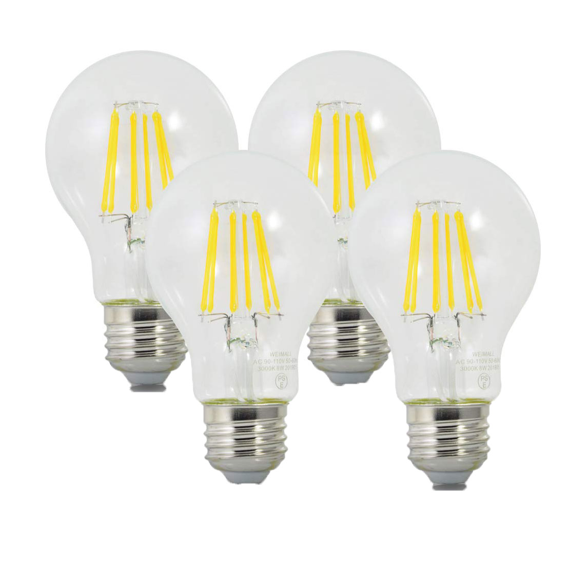 乐天商城 - 【ポイント10倍】LED電球 E26 8W 50W形相当 650ルーメン 電球色 4個セット フィラメント電球 LED 電球 一般電球 クリア ボール球 おしゃれ 照明 節電 LEDライト LEDランプ LEDフィラメント電球 フィラメント 新生活 送料無料 FBA001ADSET4