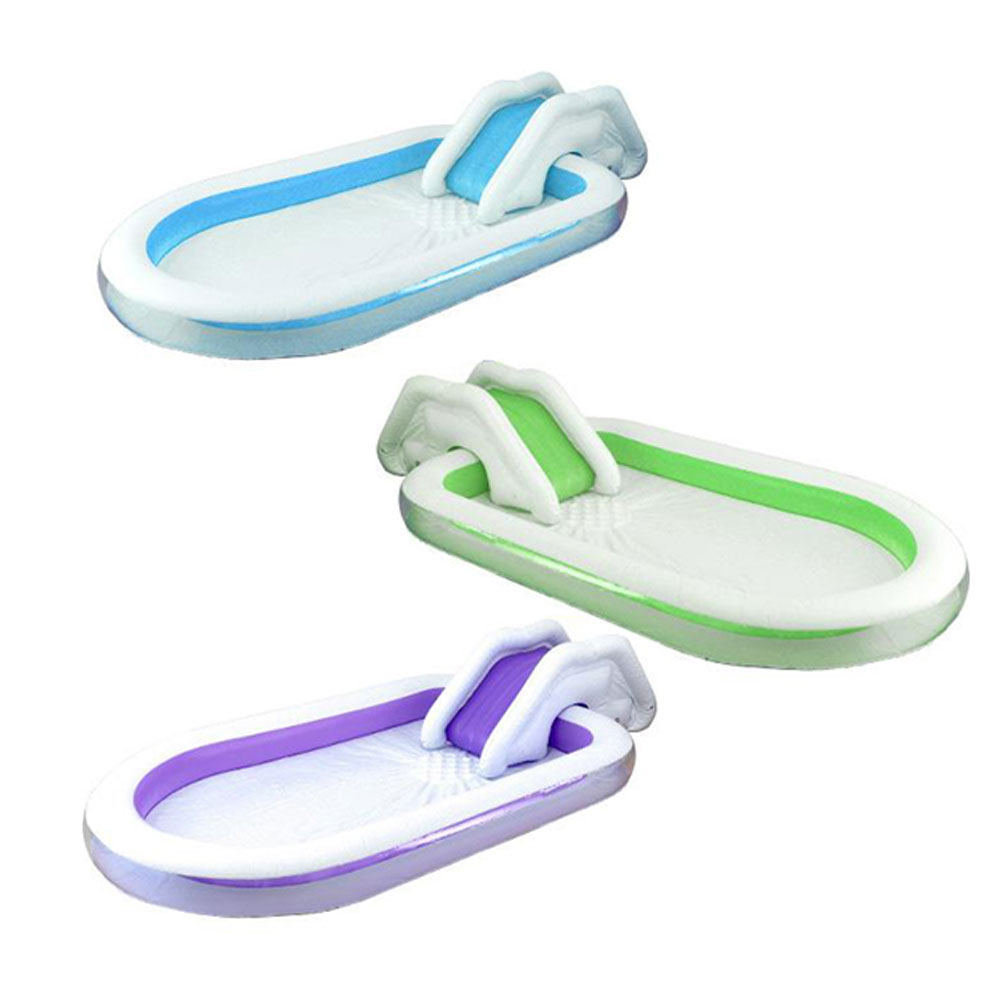 プール 大型 滑り台付き ビニールプール 家庭用 2.5m 青 緑 紫 ファミリープール ジャンボプール キッズプール 家庭用プール レジャープール 子供用プール 大容量 大きい 子供用 ビニール 屋外用 ベランダ 水遊び おもちゃ 250×160×27cm 送料無料 GAC003のサムネイル