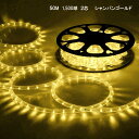 【期間限定 割引きクーポンあり】【5,000円OFF】シャンパンゴールド イルミネーション LED 2芯 丸型 防滴 防雨 ロープ ライト チューブ 電飾 50...