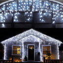 【黒コード】イルミネーション 屋外 LED つらら 5m 120球 ホワイト クリスマス ツリー飾り コントローラー 電源 連結可 防水 おしゃれ インテリアラ...