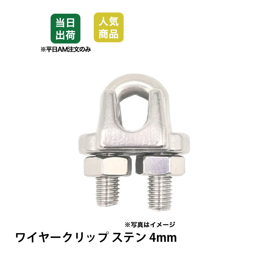 Rakuten - 【最大10％OFFクーポンあり】ワイヤークリップ 4mm ステンレス SUS304 屋外 海岸 耐食性 建築金物 工場用 間仕切り 荷役金具 DIY 工具