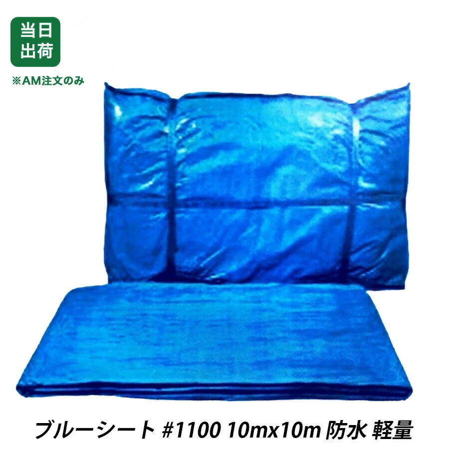 Rakuten - 【最大10％OFFクーポンあり】ブルーシート　防水　10m x 10m　1枚　軽量　#1100　敷物　台風対策　花見　養生　レジャー　アウトドア　雨よけ　運動会 家庭菜園 DIY作業 工具 大工 現場