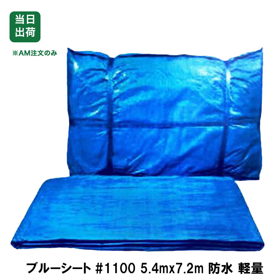 Rakuten - 【最大10％OFFクーポンあり】ブルーシート　防水　5.4m x 7.2m　1枚　軽量　#1100　敷物　台風対策　花見　養生　レジャー　アウトドア　雨よけ　運動会 家庭菜園 DIY作業 工具 大工 現場